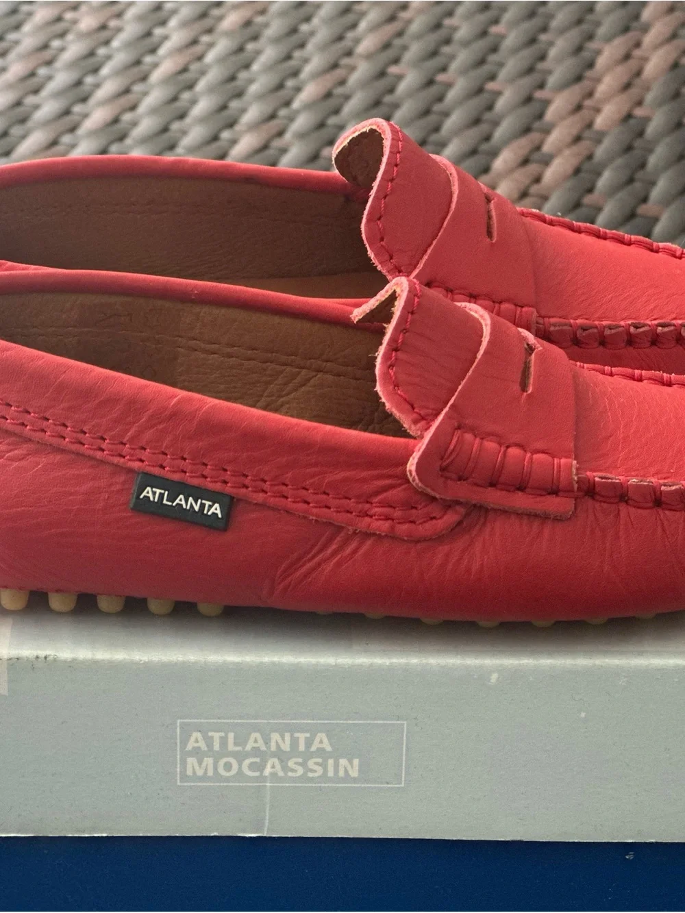 Kids' Red Leather Moccasin Loafers